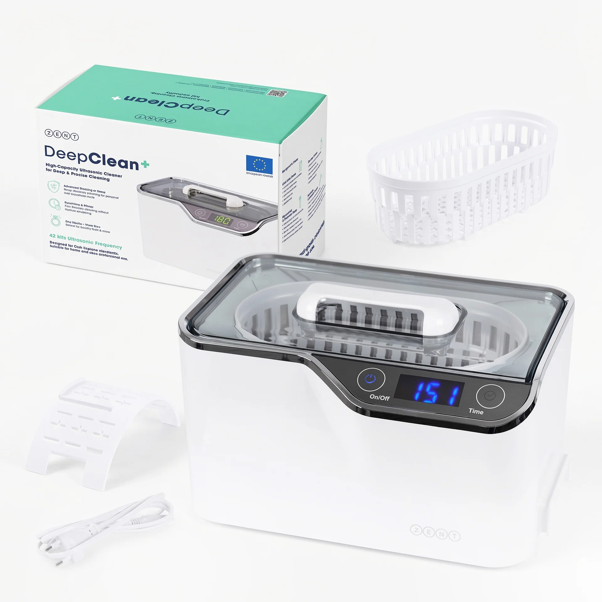 Large ultrasonic cleaner for jewelry, glasses, dentures ZENT DeepClean+