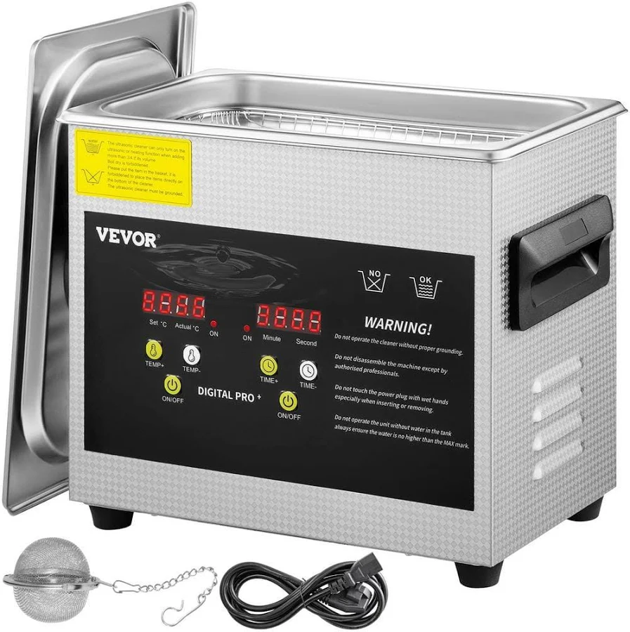 VEVOR Ultrasonic Cleaner 3L Ultrasonic Parts Cleaner 200W 40KHz Stainless Steel Ultrasonic Jewelry Cleaner with Digital Timer Heater for Jewelry