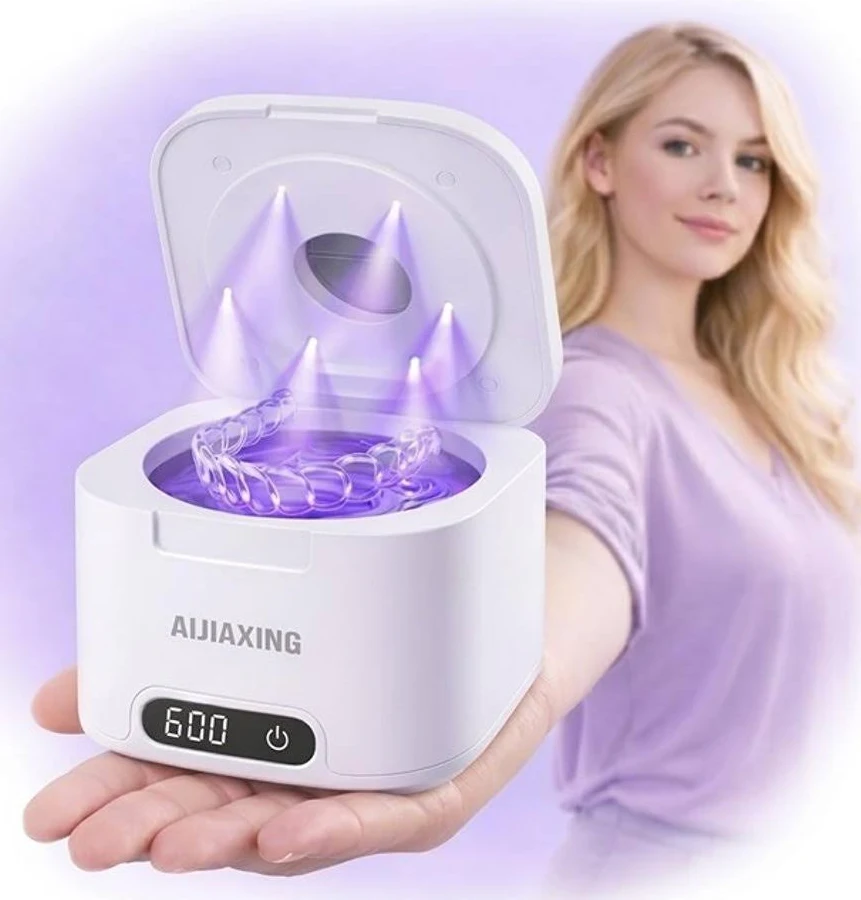 Ultrasonic Retainer Cleaner With UV Light & Timer - 340ML Dental Pod - New | Size: s