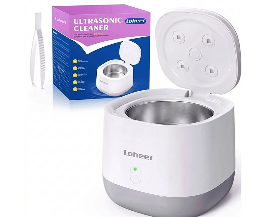Loheer Ultrasonic Retainer Cleaner45kHz, with UV Light, 250ML for Dentures, Mouth Guards,Jewelry