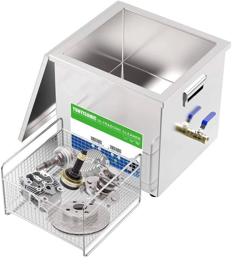 14-130L Industrial Ultrasonic Cleaner with Built-in Generator Adjustable Power 28/40kHz for Engine Block Carburetor DPF Lab Cleaning