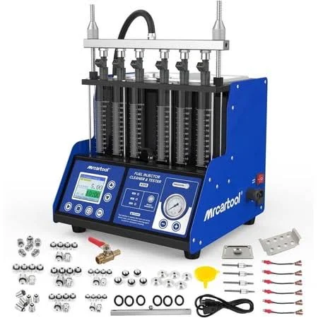 Mrcartool Car Ultrasonic GDI Fuel Injector Clean Test Machine 110v-220v 6 Cylinders Fuel System Cleaning Diagnostic Tool W/ Color Screen for Gasoline 