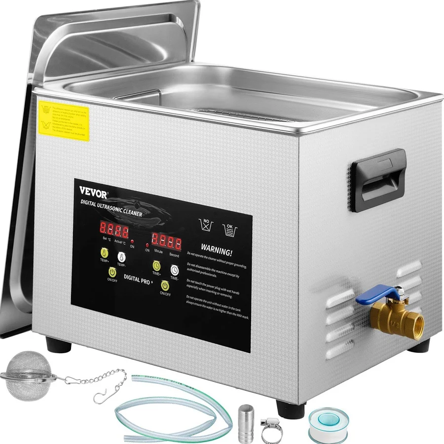 VEVOR Industrial Digital 15L Ultrasonic Cleaner 40kHz 600W Heater 360W Power