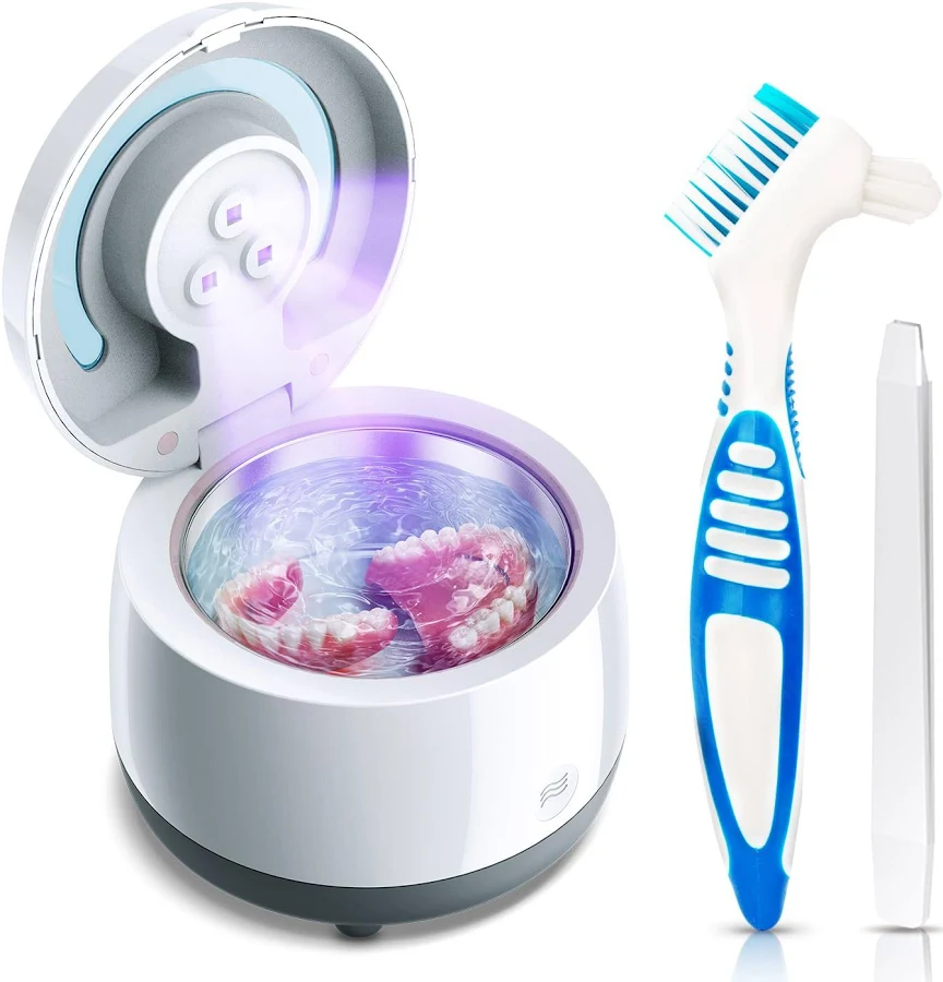 Dental Ultrasonic Retainer Cleaner Machine: 43kHz Dental Cleaning Pod - Deep Cleaning for Dentures, Mouth Guards, Aligners, Night Guards, Braces, 