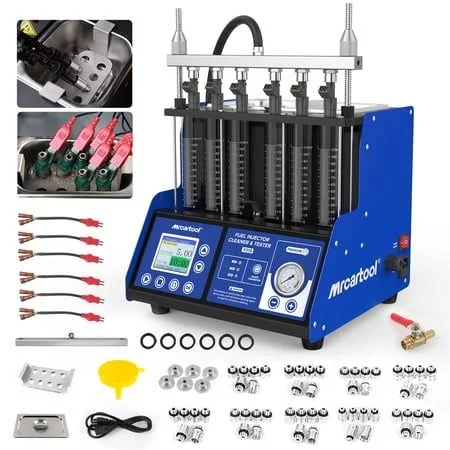 Mrcartool V310 Ultrasonic Fuel Injector Cleaner & Tester Machine for Gdi/efi/fsi Injectors, 6 Cylinders, 110v, Size: ‎13.1 x 12.8 x 12.8 inches, Blue