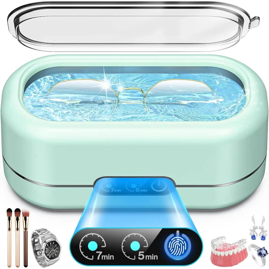 Ultrasonic Jewelry Cleaner With Digital Timer 50KHz Deep Clean In 304 Stainless Steel For Jewelry Eyeglasses Rings Coins Watches Dentures And More Bre
