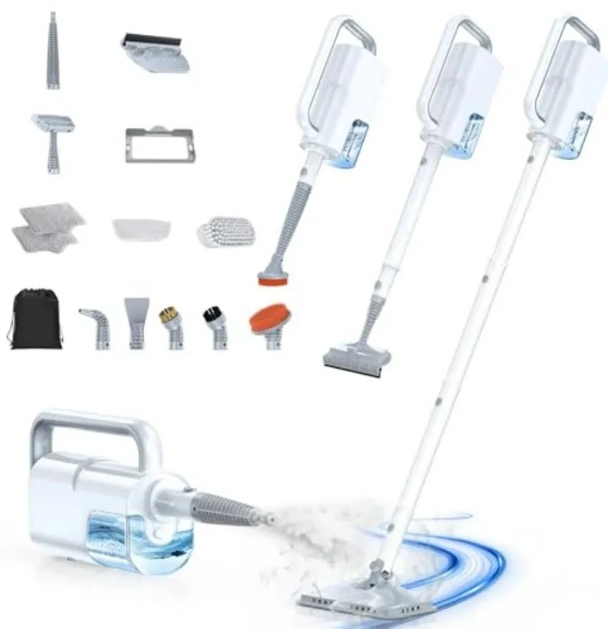 Steam Mop with Detachable Handheld Steam Cleaner, 10-in-1 Multi Accessories, Quick 10s Heat, 350ml