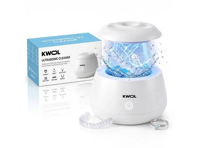 Ultrasonic Retainer Cleaner Machine - 48kHz Aligner and Denture Cleaner for Mouth Guard, Night Guard, Dental Trays, Braces, Toothbrush and Jewelry wit