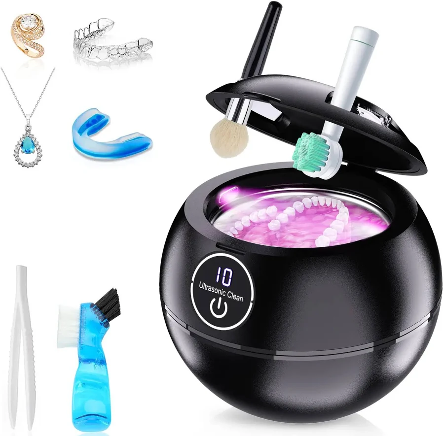 Ultrasonic Retainer Cleaner Machine, Sonic Denture Cleaner for Mouth Guard, Aligner, Braces, Night Guard, Portable Dental Cleaning Pod, 190ml/45khz 