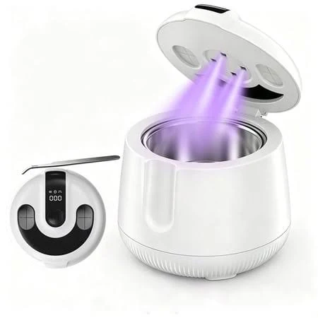 Getino Ultrasonic Retainer Cleaner Machine 48kHz Rechargeable Ultrasonic Denture Jewelry Cleaner for Mouth Guards Night Guards Aligners Diamond Rings 