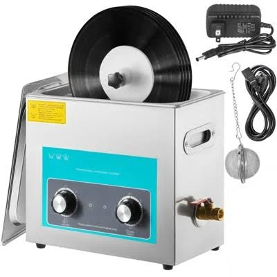 VEVOR Ultrasonic Vinyl Record Cleaner 6L 40kHz Vinyl Ultrasonic Cleaning Machine Knob Control Record Ultrasonic Cleaner 8 Records Vinyl Sonic Cleaner