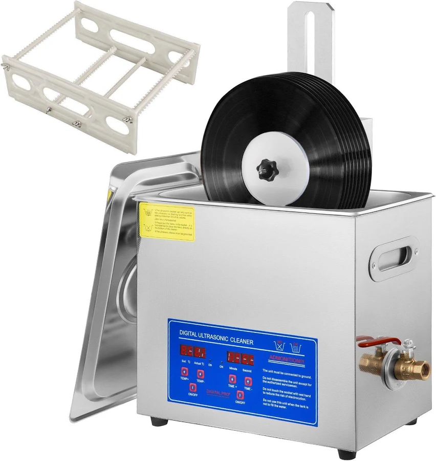 VEVOR 6l Ultrasonic Vinyl Cleaner 180w For 7-12 Inch Records With Drying Rack Ultrasonic Record Cleaning Machine For Home And Store