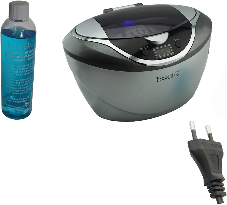 D2840+CSGJ01 iSonic Digital Ultrasonic Cleaner with Jewelry/Eyewear Cleaning Solution Concentrate CSGJ01