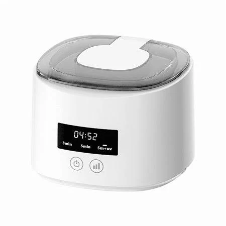 Eltruqan Ultrasonic Retainer Cleaner Machine, 55kHz Dual-Frequency Denture Cleaner Pod with Wireless Charging & 3 Modes, 230ml Stainless Steel Aligner