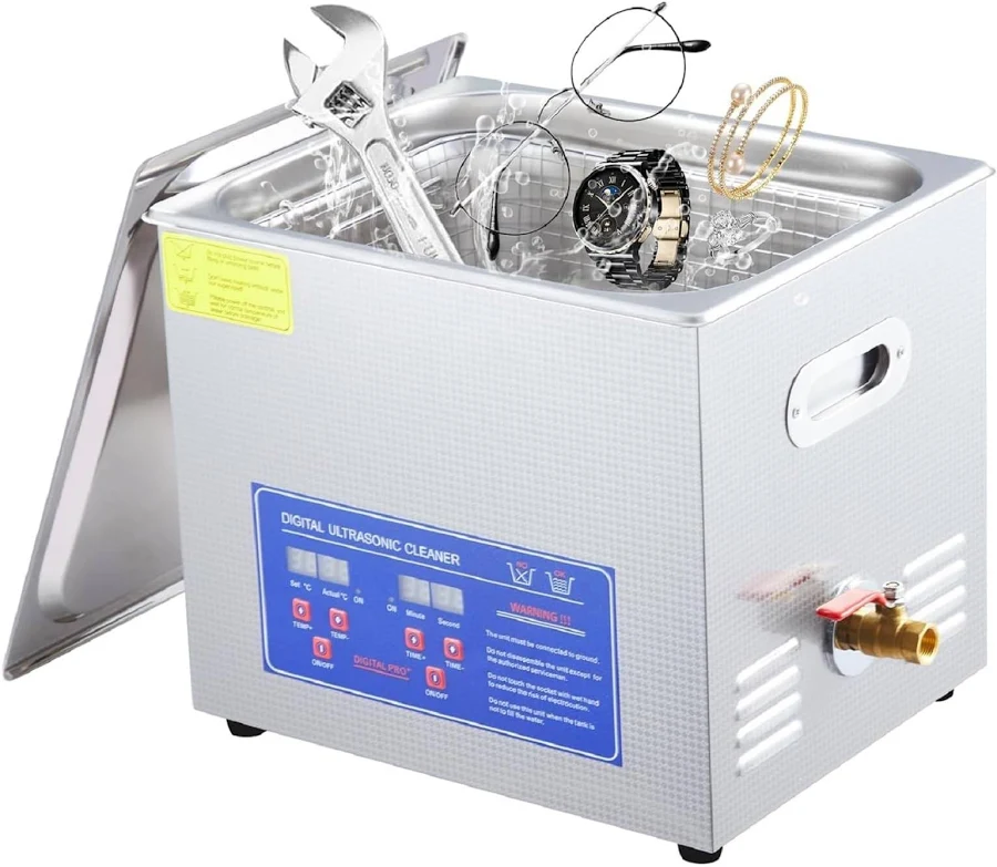 10L High-Power Ultrasonic Parts Washer 240W 40kHz Heated Industrial Cleaner With Cycle Memory For CNC Tools, Aerospace Components, Dental