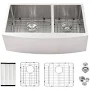 LoD 33 in. Farmhouse/ Apron-Front Double Bowl Kitchen Sink