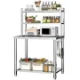 Stainless Steel Prep Table with Shelves and Hooks, Commercial Kitchen Worktable with Overshelves, Heavy Duty Workbench for Home and Restaurant
