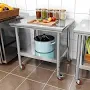 Uforic 30" x 24" Stainless Steel Workbench Table with Wheels