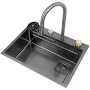Multifunctional kitchen sink | Tetra Sink | 1NS30468TS | Multifunctional sink for kitchen with deep trough and high-quality waterfall mixer - A| 68x46