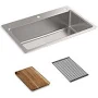 KOHLER Prologue Dual-Mount Single Bowl 2-Hole Workstation Kitchen Sink with Drainboard