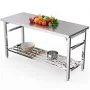 Commercial Stainless Steel Folding Heavy Duty Prep Table with Adjustable Undershelf