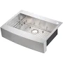 Glacier Bay Retrofit Drop-in/Undermount Stainless Steel 33 in. 2-Hole Single Bowl Curved Farmhouse Apron Front Kitchen Sink 1005 580 617