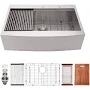 Sarlai 36 in. Farmhouse/ Apron Front Topmount/Drop in Single Bowl Workstation Kitchen Sink