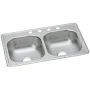 Elkay d233191 Dayton Stainless Steel 33 x 19 x 6-7/16 Equal Double Bowl Drop-in Sink