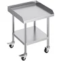 VEVOR Stainless Steel Work Table 24 x 28 x 30 Inch Commercial Food Prep Worktable with 4 Wheels,Casters,3-Sided Backsplash HeavyDuty Prep Worktable