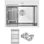 AKDY 25-in x 22-in Brushed Stainless Steel Single Bowl 1-Hole Kitchen Sink