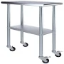30 in. x 30 in. Stainless Steel Table With Wheels Express KitchQuip Size: 35" H x 24" L x 14" D