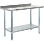 Sauber Stainless Steel Work Table with 2" Backsplash 48"W x 24"D x 36"H