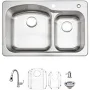 Glacier Bay 33 in. Drop-In 60/40 Double Bowl Kitchen Sink with Pull-Down Faucet