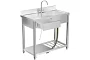 Stainless Steel Utility Sink with Workbench, 39" Sink Station with 360° Hot & Cold Water Faucet