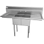 KoolMore 56 in. Two Compartment Stainless Steel Commercial Kitchen Prep & Utility Sink