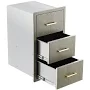 Stainless Steel Triple Drawer Cabinet - Weatherproof Flush Mount with Silent Sliding Drawers & Ergonomic Handles - Outdoor Kitchen Storage for BBQ