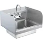 Volenca Commercial Wall-Mount Hand Sink w/ Faucet, Side Splash, Stainless Steel Hand Wash Basin, 17 x 12.8 in