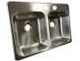 25" x 17" Stainless Steel Sink - Double Bowl - 3 Hole