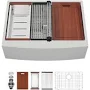 Logmey 30 in. Stainless Steel Single Bowl Apron Front Farmhouse Workstation Kitchen Sink with Sliding