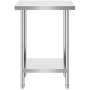 Ebern Designs 34-Inch Stainless Steel Prep Table with Shelves