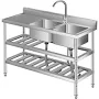 Commercial Double Bowl Stainless Steel Utility Sink
