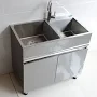 Rust Resistant Metallic Metal Countertop with Stainless Alloy Sink and Stainless Steel Finish