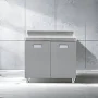 Industrial Stainless Steel Prep Table with Enclosed Storage Cabinet