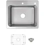 Glacier Bay Bratten 25 in. Drop-In Single Bowl Kitchen Sink with Accessories