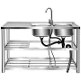 Dwellnix Utility Sink with Faucet and Shelves, Stainless Steel Portable Sink for Kitchen, Laundry, or Outdoor Use, Large Capacity for Washing Dishes