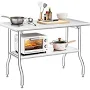 2 Tier Folding Stainless Steel Table 48x24 in