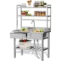 AECOJOY Stainless Steel Utility Sink with Shelves