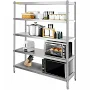 Stainless Steel Shelving 60x18.5 Inch 5-Tier Adjustable Heavy Duty Rack - 330lb Capacity Per Shelf for Kitchen, Garage, Office Storage, Size: 58.5,