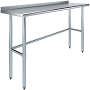 Stainless Steel Work Table Open Base with 1.5" Backsplash