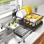 Wudkey Extendable Stainless Steel Dish Rack with Utensil Holder